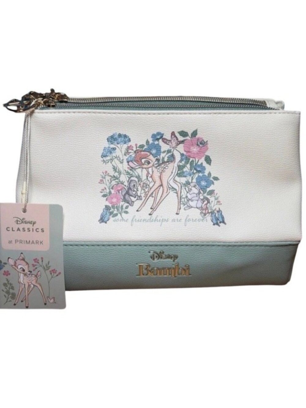 Disney Bambi and Friends Travel Cosmetic Makeup Bag 3 Zip Compartments NWT New